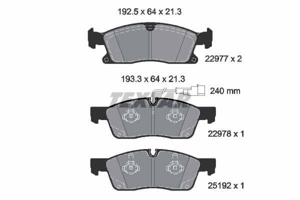 Set placute frana disc Fata TEXTAR Maserati Levante 3.0/3.0D 06.16- Inaltime 64mm Latime 192.5mm Grosime 21.3mm Senzor uzura Da