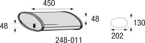 Toba esapament intermediara BOSAL oval universal 130mm inaltime 202mm latime 450mm lungime 48mm diametru intrare iesire