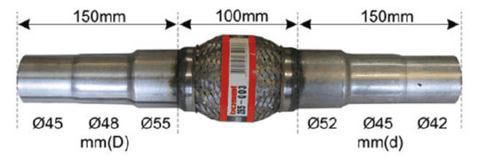 Tub flexibil esapament BOSAL amortizor vibratii 42mm x 100mm lungime totala 400mm 3 straturi innerbraid cu teava conexiune
