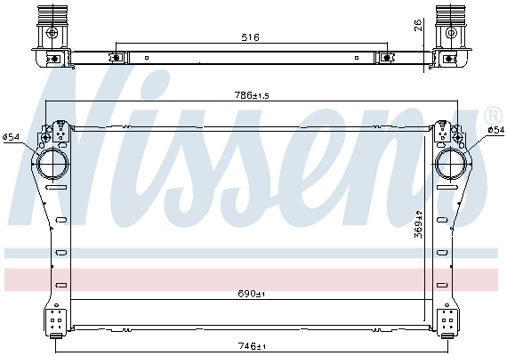 Admisie racitor aer NISSENS Intercooler TOYOTA AURIS AVENSIS VERSO 1.6D 2.0D 11.13-12.18 Aluminiu 690x369x26 mm