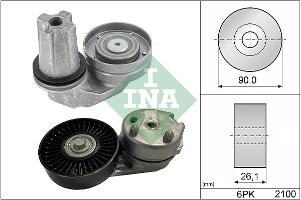 Set curea transmisie caneluri INA Multi-V cu întinzător LAND ROVER DISCOVERY III IV RANGE ROVER SPORT I 2.7D/3.0D 07.04-12.18