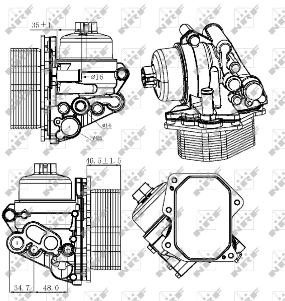 Radiator ulei motor cu filtru racit cu apa CITROEN JUMPER PEUGEOT BOXER 2.2D 04.06- NRF 31308