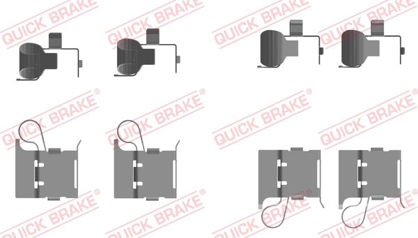 Set accesorii montare plăcuțe frână față QUICK BRAKE Toyota Hilux VIII 2.4D/2.7/2.8D 05.15- Sistem ADVICS