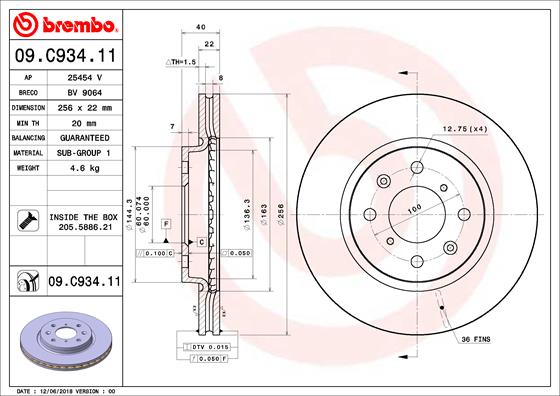 Disc Frana Fata Dreapta/Stanga BREMBO Suzuki Swift IV 1.2/1.3D/1.6 10.10- Diametru 256mm Grosime 22mm Ventilat Intern 4 Gauri