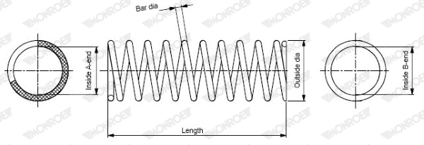 Arc elicoidal MONROE Fata Dreapta/Stanga NISSAN X-TRAIL I 2.0/2.5 Diametru exterior 180mm Lungime 331mm Grosime 11.65mm