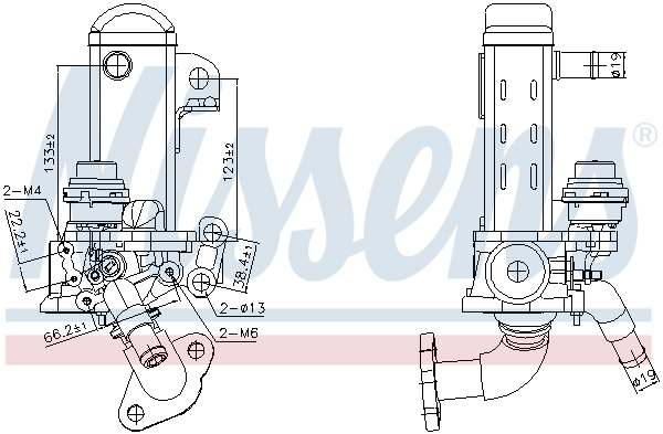 Supapa EGR NISSENS racit cu apa cu bypass vacuum NISSAN CABSTAR NP300 NAVARA PATHFINDER III 2.5D/3.0D 01.05-