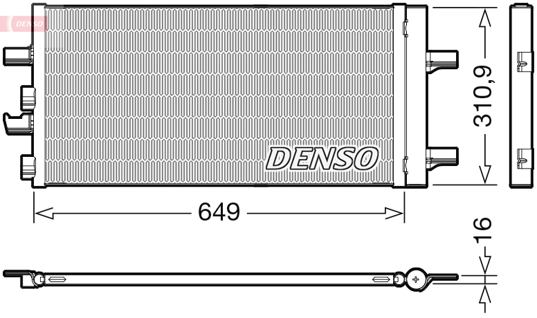 Condensator climatizare DENSO cu uscator A/C BMW 1-2 X1-X2 MINI 1.2-2.0D 09.13- Grosime 16.0mm Agent frigorific R 134a