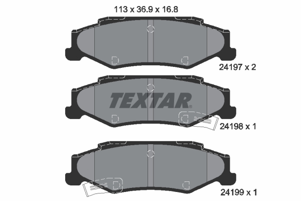 Set Placute Frana Spate TEXTAR CADILLAC XLR CHEVROLET CORVETTE 4.4-7.0 Inaltime 36.9mm Latime 121.7mm Grosime 16.8mm Senzor Uzura Da