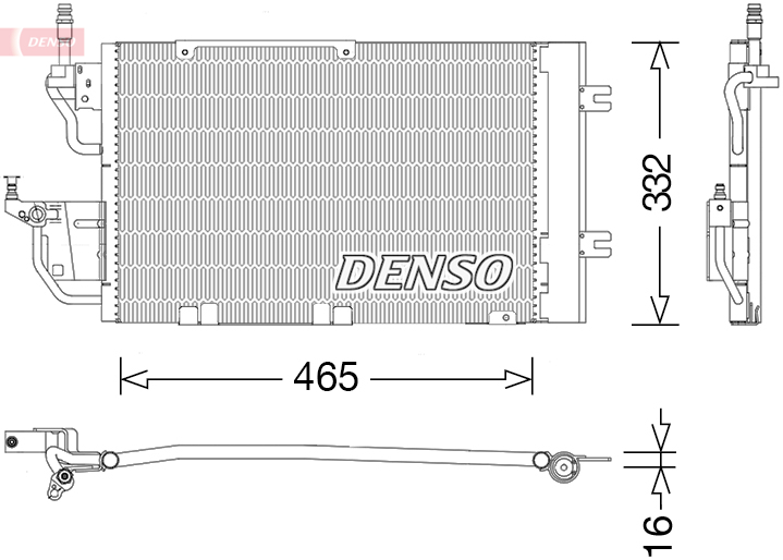 Condensator climatizare DENSO aluminiu cu uscator OPEL ASTRA H ZAFIRA B 1.3D-2.0 03.04-04.15 înălțime 330mm lățime 505mm grosime 16mm