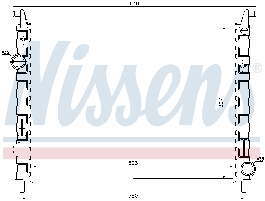 Radiator motor NISSENS FIAT PALIO STRADA 1.3D Inaltime 523mm Latime 397mm Grosime 34mm Aluminiu Plastic