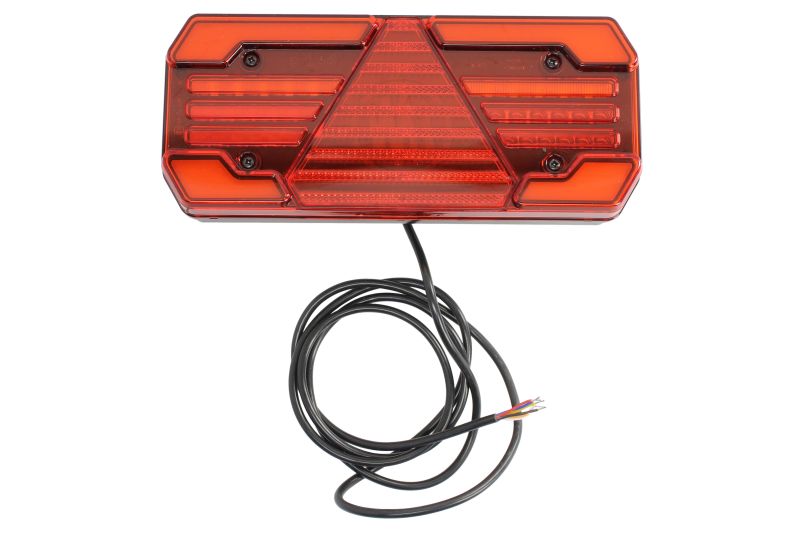 Stop spate LED WAS 12/24V indicator ceata frana parcare reflector triunghi cablu 2m montare stanga IP6K9K rosu/portocaliu