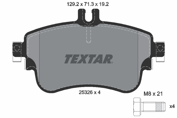 Set placute frana fata Mercedes A W176 B W246 CLA C117 1.5D-2.2D 11.11-03.19 Textar 71.3mm 129.2mm 19.2mm