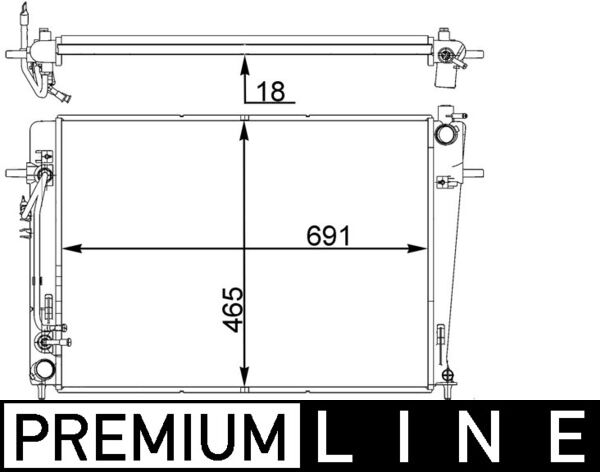 Radiator racire motor MAHLE Inaltime 465mm Latime 640mm Grosime 19mm Lungime plasa 640mm Latime plasa 465mm Adancime plasa 19mm