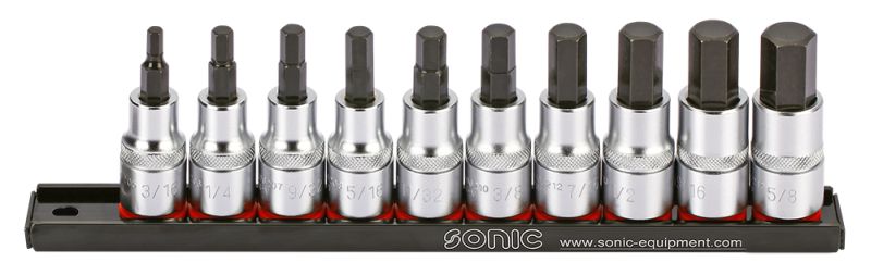 Set chei tubulare SONIC mufe biti HEX 1/2 inch 12.5 mm 10 piese omogen profil HEX impachetare Bar/Sina