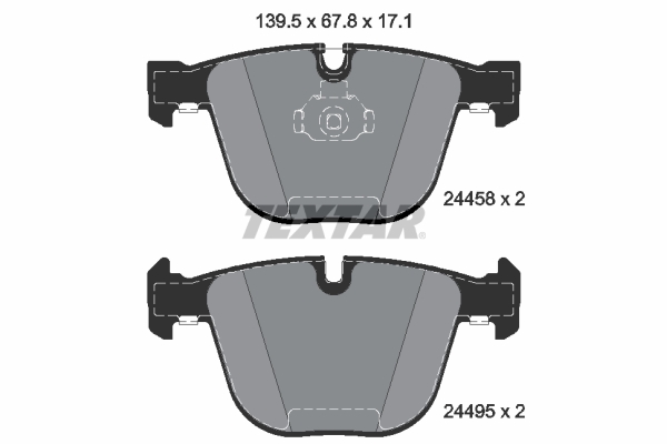 Set placute frana spate BMW X5 X6 TEXTAR 67.8mm inaltime 139.5mm latime 17.1mm grosime senzor uzura da sistem TEVES