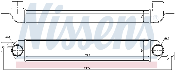 Intercooler NISSENS OPEL MERIVA A 1.3D/1.7D 09.03-05.10 Aluminiu 525mm x 87mm x 50mm Manual Racit Cu Aer