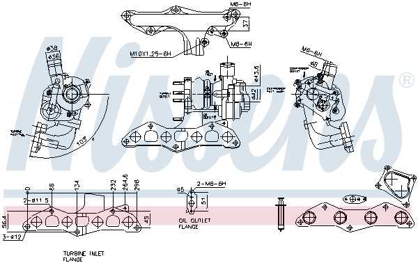 Turbocompresor NISSENS Nou cu set de garnituri MINI R50 R53 TOYOTA YARIS YARIS VERSO 1.4D 09.00-09.06