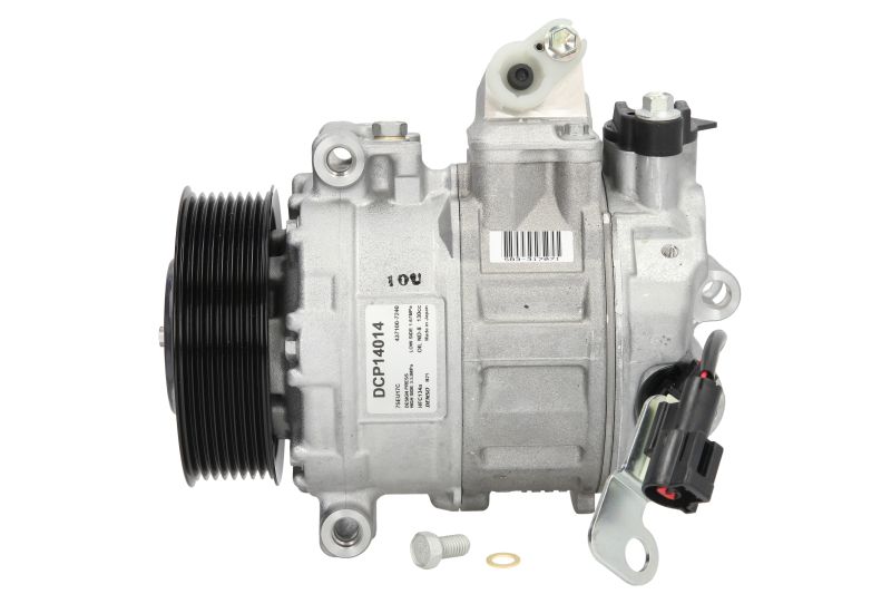 Compresor climatizare DENSO Land Rover 7SEU17C 138mm Înălțime 192mm Lungime 110mm Diametru fulie R134a PAG 46 12V 3 Gauri 8 Striații