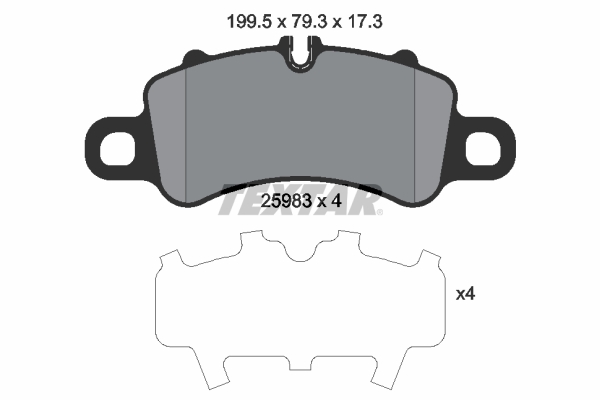 Set placute frana Fata TEXTAR Porsche 718 Boxster Cayman 911 Targa 79.3mm 199.5mm 17.3mm Senzor uzura Da