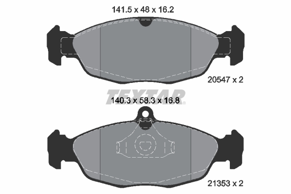 Set placute frana fata TEXTAR CHEVROLET CORSA DAEWOO LANOS JAGUAR XJ OPEL ASTRA F 58.3mm 140.3mm 16.8mm