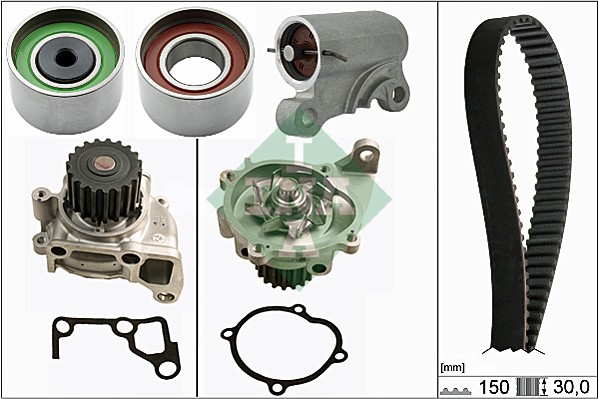 Set sincronizare curea scripete pompa apa MAZDA 3 5 6 2.0D 06.02-12.10 INA 150 dinti latime 30 mm