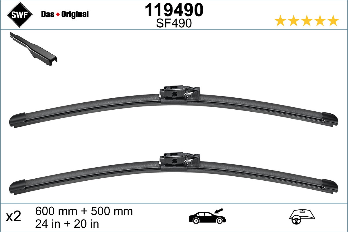 Lamela ștergător SWF Visioflex 600/500mm față spoiler fără articulații BMW X2 (F39) 11.17- 2 bucăți