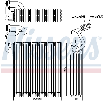 Evaporator aer condiționat NISSENS Honda Civic 01 înălțime 255mm lățime 203mm grosime 58mm aluminiu refrigerant R134a