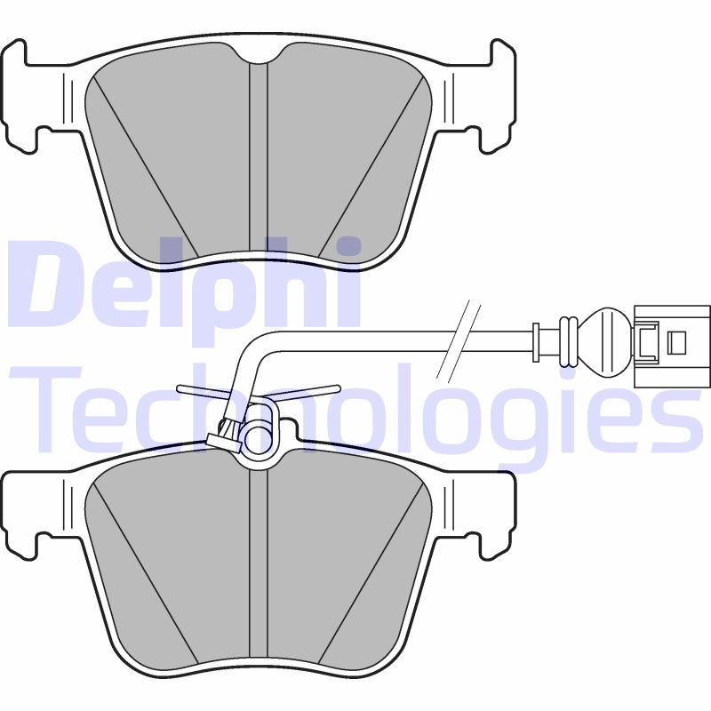 Set placute frana spate DELPHI Audi A3 Q3 TT 2.5 03.15- inaltime 61mm latime 123mm grosime 16mm senzor uzura Da material Scazut metalic