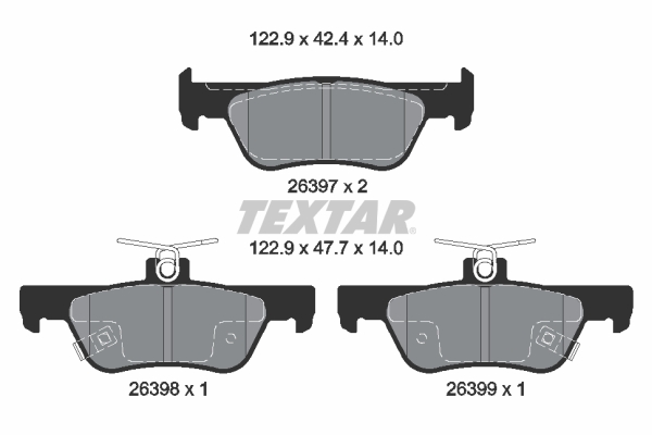 Set placute frana disc TEXTAR spate Honda Jazz V 1.5H 02.20- inaltime 42.4 mm latime 122.9 mm grosime 14.0 mm senzor uzura Da