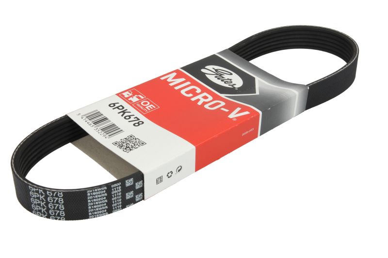 Curea transmisie caneluri GATES Multi-V-belt 6PK678 NISSAN Lungime 678mm Latime 21.4mm 6 nervuri Negru