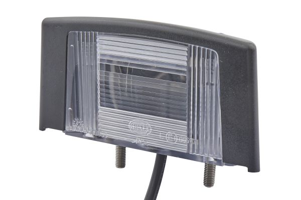 Iluminare număr circulație HELLA negru 24V halogen montare laterală lungime 105mm înălțime 56mm lățime 61mm lungime cablu 500mm