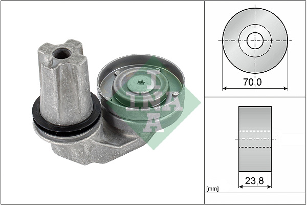 Intinzator curea transmisie INA Poly V-belt pulley LAND ROVER DISCOVERY III IV RANGE ROVER SPORT I 2.7D 3.0D Diametru 70.0mm Latime 23.85mm