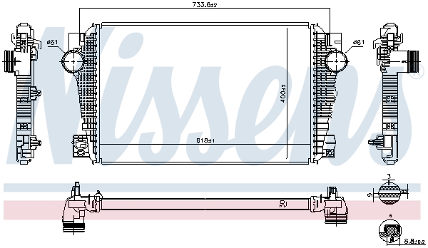 Intercooler NISSENS VW AMAROK 2.0D 11.11- Aluminiu Inaltime 618mm Latime 400mm Grosime 30mm Racit cu aer