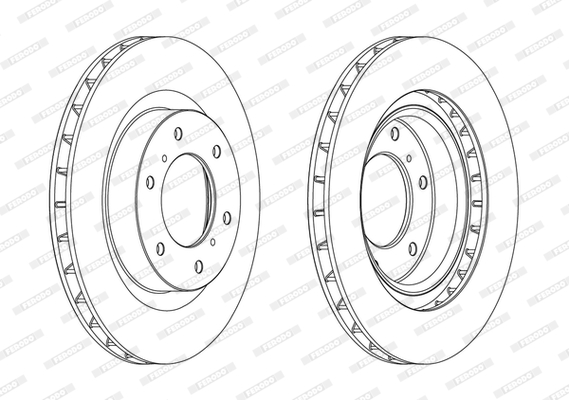 Disc frana ventilat FERODO Fata Dreapta/Stanga Mitsubishi Pajero IV 3.2D/3.8 Diametru 332mm Grosime 28mm 6 Gauri