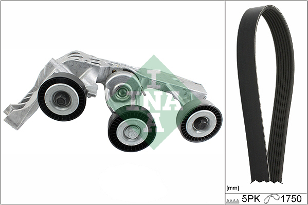 Set curea transmisie cu caneluri INA MERCEDES A W168 VANEO 414 1.4-2.1 07.97-07.05 V-belt 1750mm 5 nervuri