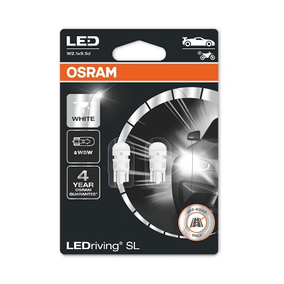 Bec LED OSRAM W5W 12V 0,8W W2,1X9,5D alb rece 6000K ambalaj blister 2buc fără certificare LEDriving SL compatibil DS, Mercedes