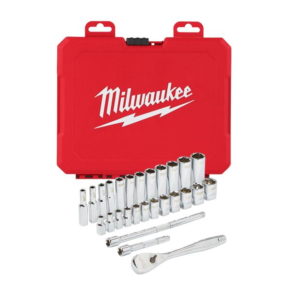 Set scule MILWAUKEE 28 piese profil 6-point antrenare 1/4 inch in cutie plastic