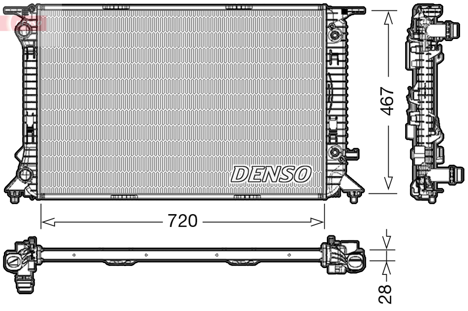 Radiator motor DENSO AUDI A4 ALLROAD B8 A4 B8 A5 Q5 1.8-2.0H Inaltime 720mm Latime 467mm Grosime 28mm