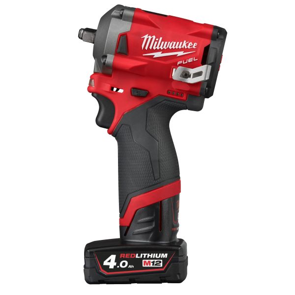 Pistol impact acumulator MILWAUKEE M12 FIW38-422X 3/8 339Nm 12V 2x2Ah/4Ah motor fara perii baterii incarcator inclus