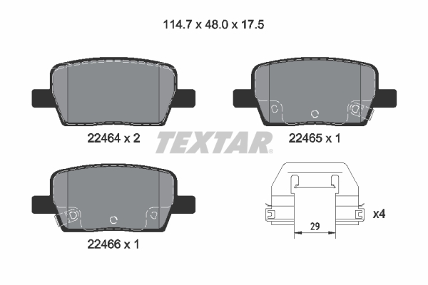 Set placute frana Spate TEXTAR CHEVROLET CAMARO 2.0/3.6 09.15- Inaltime 48.0mm Latime 114.7mm Grosime 17.5mm Senzor uzura Da