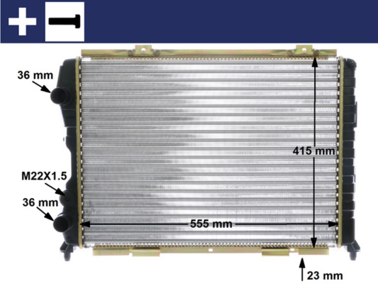 Radiator motor aluminiu MAHLE ALFA ROMEO GTV SPIDER 1.8-3.2 Inaltime 412mm Latime 554mm Grosime 24mm M22x1,5 M8