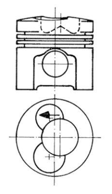 Piston KOLBENSCHMIDT Diametru 100.0 mm Lungime 95.95 mm Diametru pivot 35.0 mm Lungime pivot 75.0 mm Inaltime compresie 56.75 mm