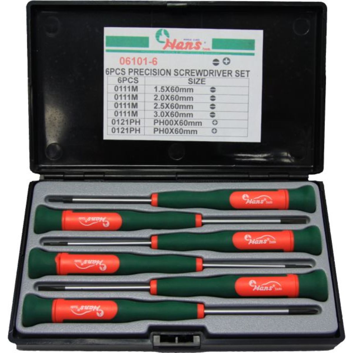 Image of Splijt- en kruiskopschroevendraaierset , precisie, 6 stuks