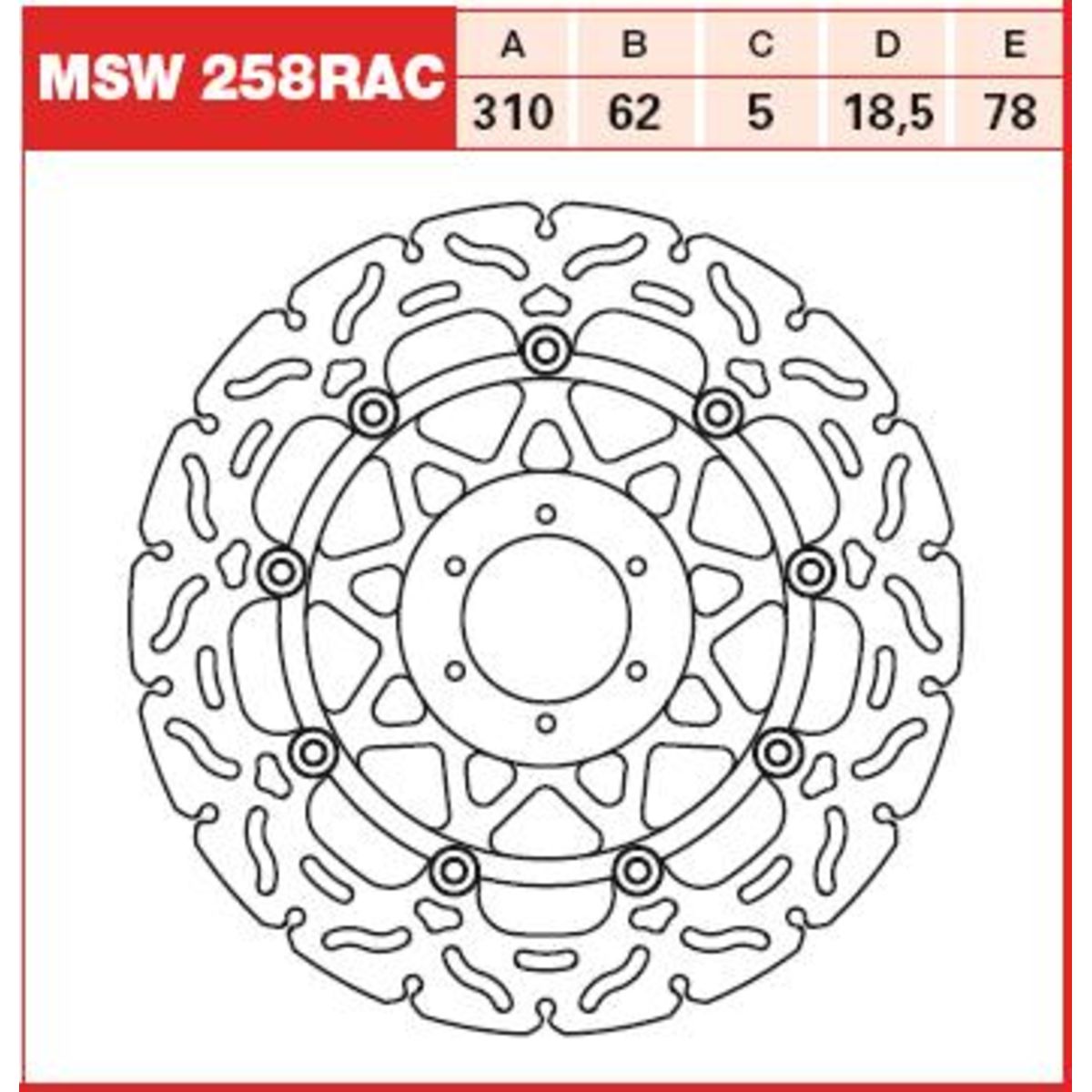 Disco freno TRW MSW258RAC, 1 Pezzo