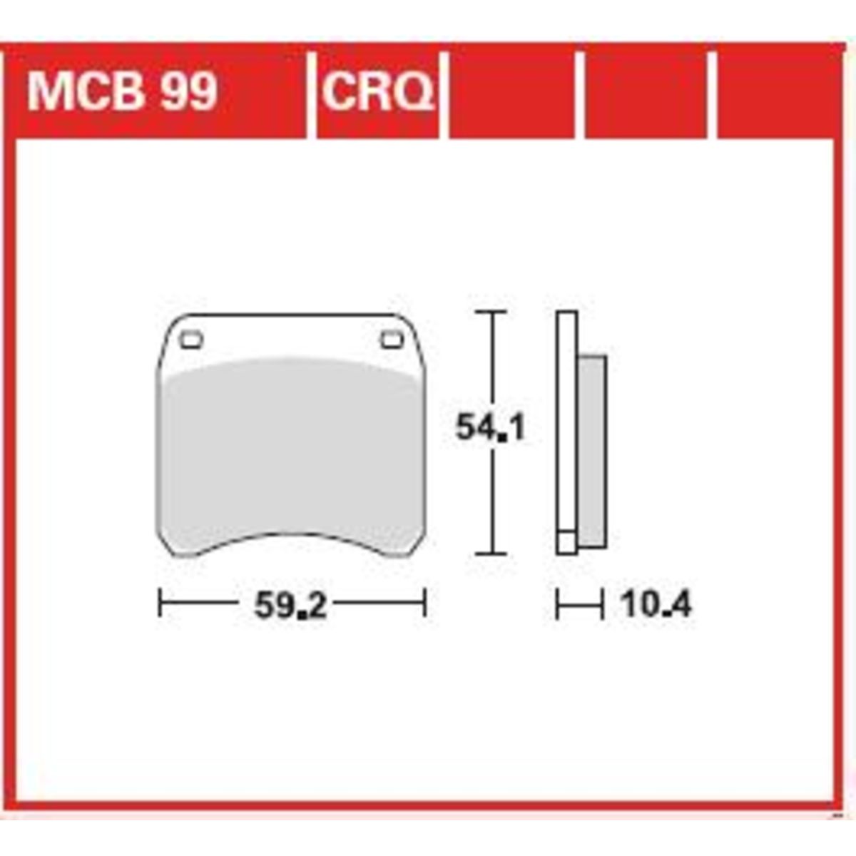 Jeu de plaquettes de frein TRW MCB99CRQ sans homologation routière