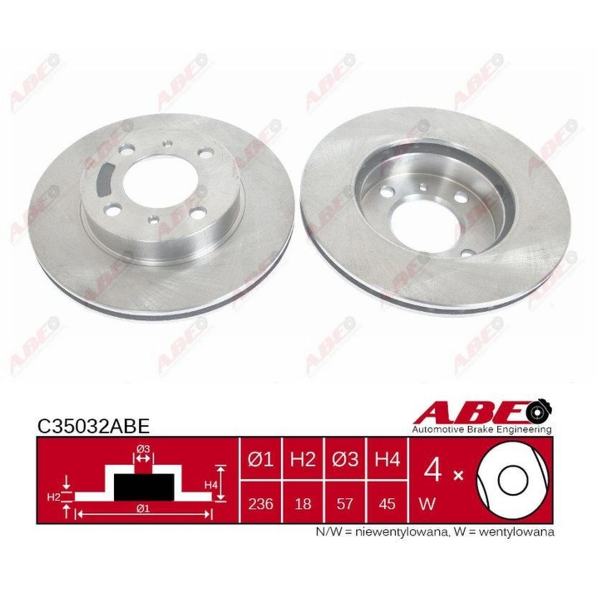 Bremsscheibe ABE C35032ABE, 1 StÃ¼ck