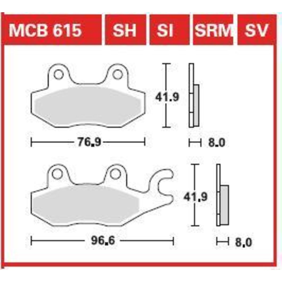 Bremsbelagsatz, ohne Straßenzulassung TRW MOTO MCB615SRM