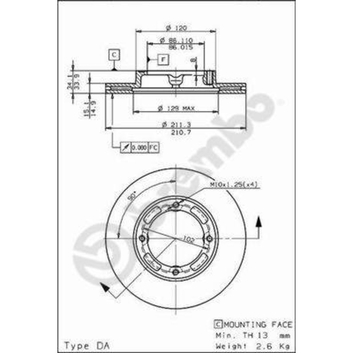 Bremsscheibe BREMBO 09.5848.10, vorne, bel&uuml;ftet , 1 St&uuml;ck