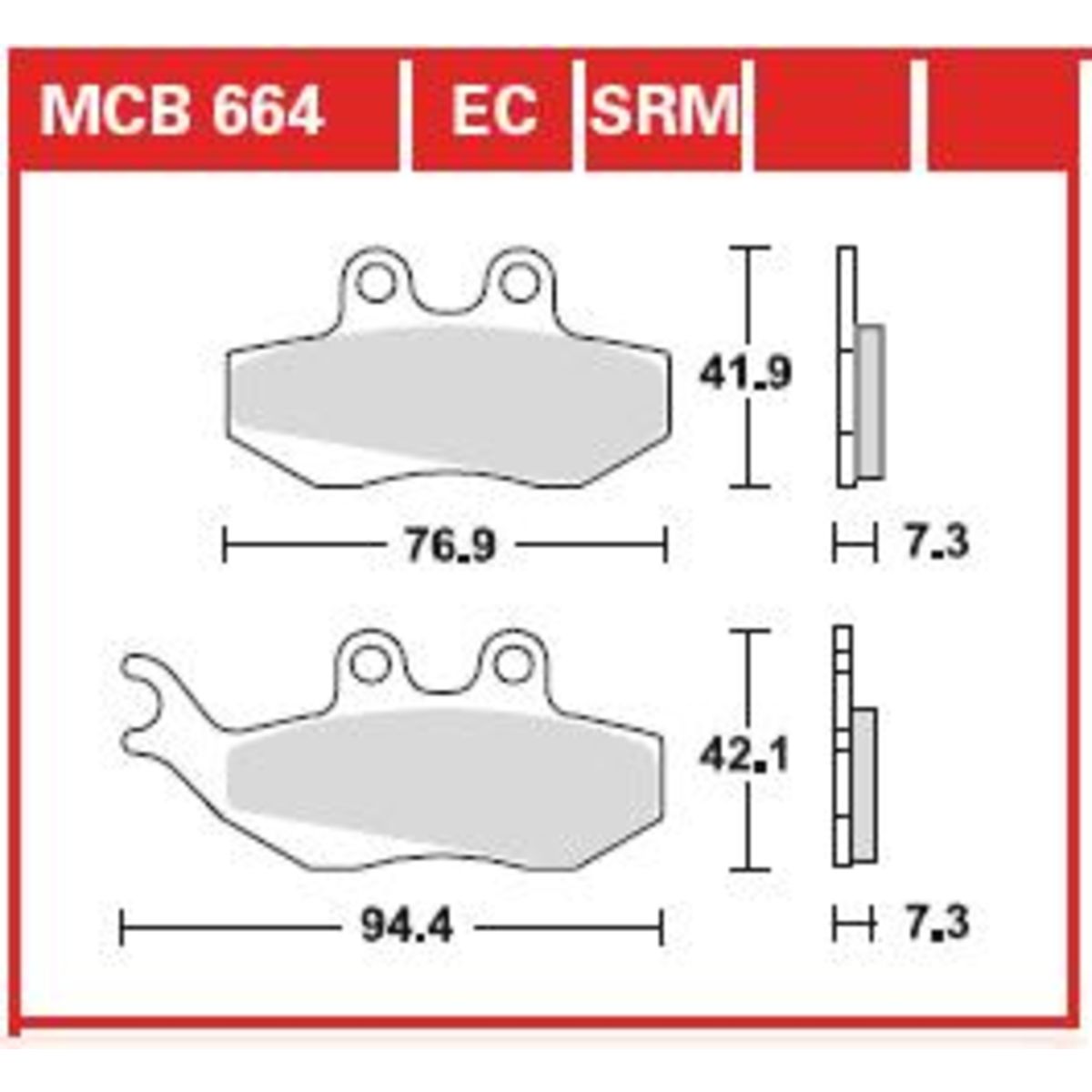 Bremsbelagsatz, ohne Straßenzulassung TRW MOTO MCB664EC