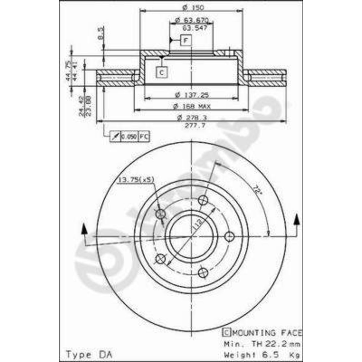 Bremsscheibe BREMBO 09.5795.10, vorne, bel&uuml;ftet , 1 St&uuml;ck